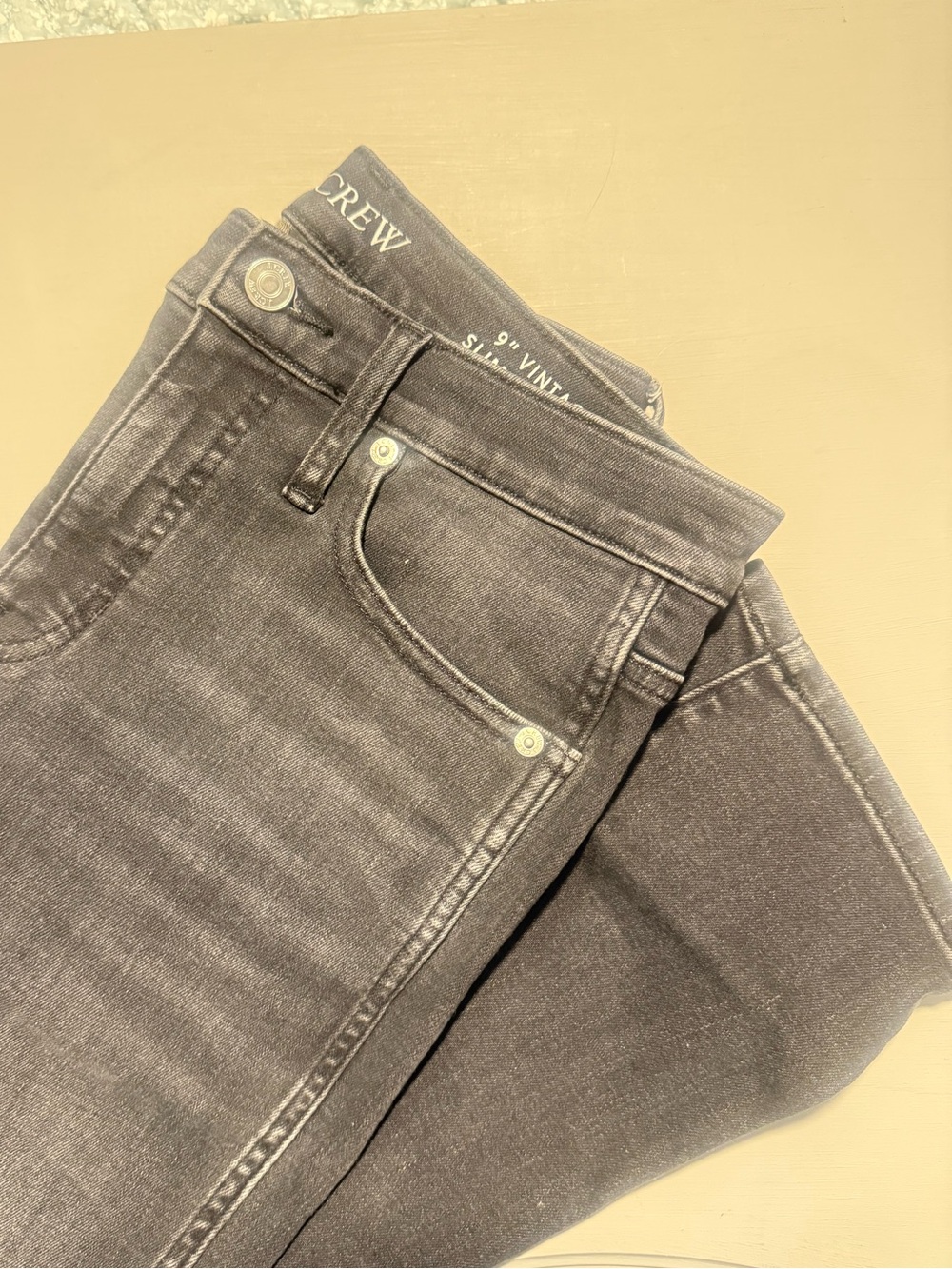 J. Crew 9” Vintage slim straight jeans black wash size 27